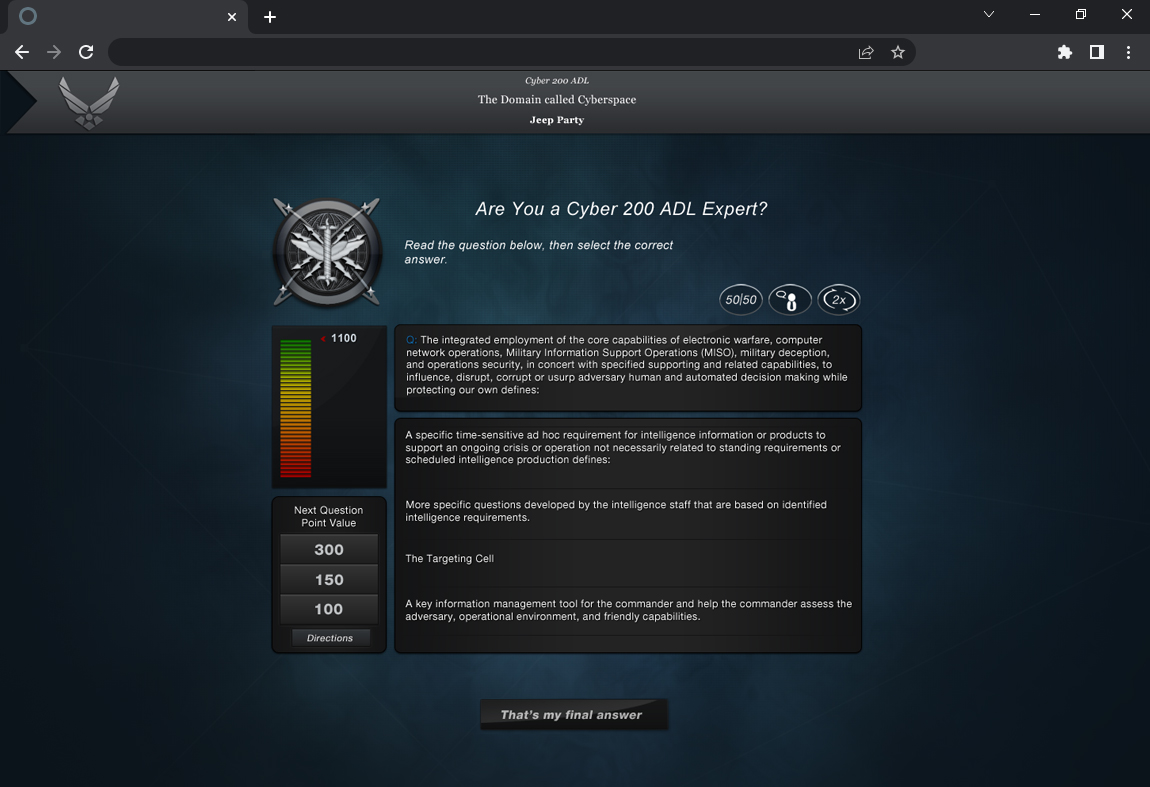 interactive quiz game