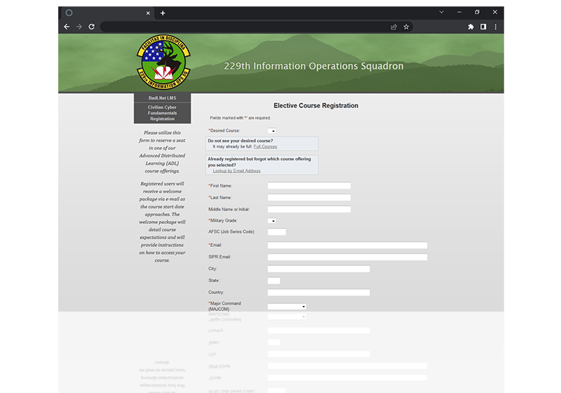 course Registration website thumbnail